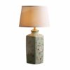 Desk Lamp Study Office Simple Warm Bedroom Bedside Reading Lamp Linen Fabric Shade Full Copper Fittings Cyan Ceramic Flower Bird Table Lamp with Button Switch for Living Room Home Decor steampunk buy now online