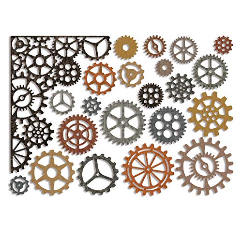 Sizzix 661184 Thinlits Die Set 22PK-Gearhead by Tim Holtz, Carbon Steel, Multi-Colour, 19.1 x 14.5 x 0.5 cm steampunk buy now online