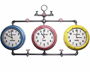 OH Metal Artwork Metal Wall Art, Iron Faucet Pipe Wall Decoration, European Ktv Bar Restaurant Decoration Wall Clock,Yellow, Blue and Red,100X65X5Cm Ready to Hang Fashion steampunk buy now online