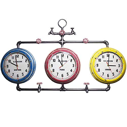 OH Metal Artwork Metal Wall Art, Iron Faucet Pipe Wall Decoration, European Ktv Bar Restaurant Decoration Wall Clock,Yellow, Blue and Red,100X65X5Cm Ready to Hang Fashion steampunk buy now online
