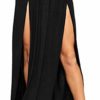 Crazy Girls Womens Long Double Split High Waist Ladies Plain Jersey Stretch Two Side Slit Maxi Skirt (12-14, Black) steampunk buy now online