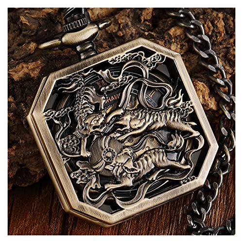 Pocket Watch Bronze Carved Hollow Unique Mechanical Pocket Watch Men Skeleton Fob Pendant Watches Steampunk Clock Clock (Color : C) steampunk buy now online