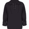 ADULTS BLACK GOTHIC LACE SHIRT FANCY DRESS COSTUME - MEDIEVAL LACE UP STEAMPUNK VICTORIAN PIRATE BLACK SHIRT FANCY DRESS (SIZE: SMALL) steampunk buy now online