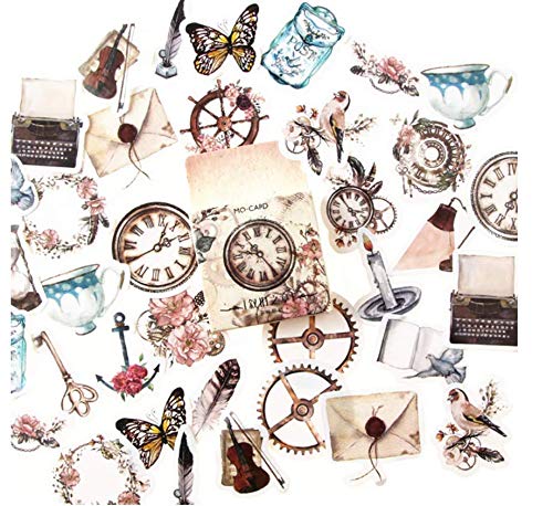 46 Pcs Vintage Ephemera Pack, Romantic Easy Self-Adhesive Plants Floral Style Decoration Note Paper Stickers for Card Stock Scrapbook Letters Notebook Card Making DIY steampunk buy now online
