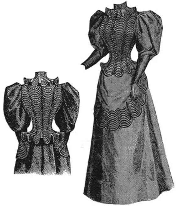 AG1677 - 1894 Dress with Short Apron Drapery Sewing Pattern by Ageless Patterns by patternsoftime steampunk buy now online