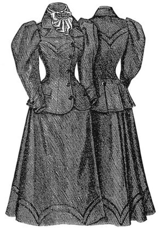 AG1678 - 1894 Brown Serge Tailor Gown with Jacket Waist Pattern by Ageless Patterns by patternsoftime steampunk buy now online