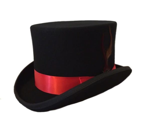 Black Felt Top Hat Festivals Gothic Steampunk Weddings sizes S-XXL by KarmaAccessoriesShop steampunk buy now online