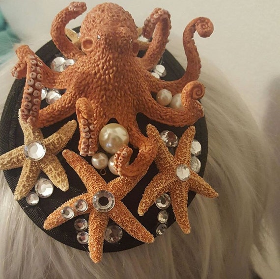 Octopus hat, Octopos fascinator, Octopus, cephalopod, MsFormaldehyde, Tiki, Pinup, Steampunk by msformaldehyde steampunk buy now online