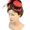 red minihat, mini summerhat, victorian hat, gothic headpiece, cosplay tophat, steampunk hat, romantic minihat, halloween event, vintage hat by Nashimiron steampunk buy now online