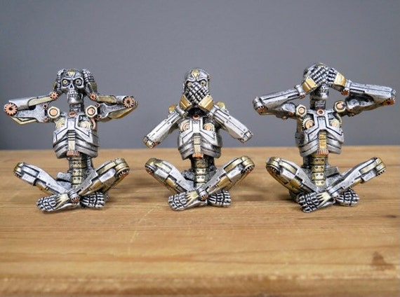 Steampunk Skeleton Set (see no evil, hear no evil, talk no evil) by CarmenByJames steampunk buy now online