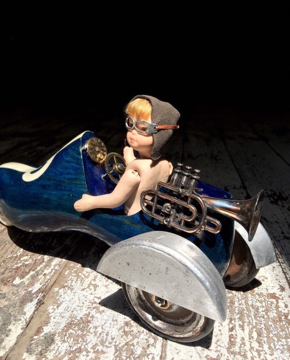 Toy cars No: 5, Steampunk machine, Art doll Assemblage, Jouet Ancien, Antikes Spielzeug, Upcycled art,Collage, Repurposed sculpture by StorydiToy steampunk buy now online