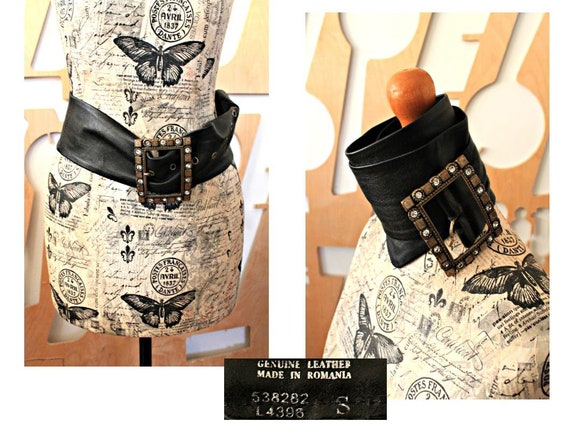 Wide leather belt Boho belt Goth belt Wide belt Metal buckle belt Steampunk belt Hippie belt Black leather belt Gypsy belt Soutwestern belt by StylishAgain steampunk buy now online