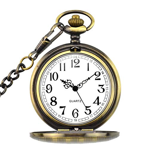 BestFire Pocket Watch Vintage Quartz Pocket Watch Classical Sculptured Fob Pocket Watch with Short Chain for Men Women - Gift for Birthday Anniversary Day Christmas Fathers Day (Bronze) steampunk buy now online