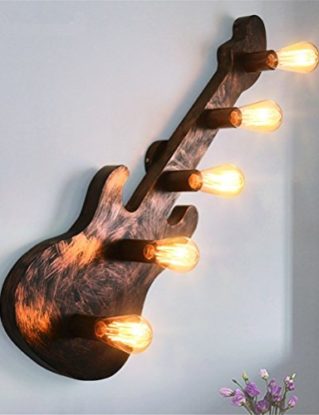 Wall Lamp Wall Light Vintage E27 Indoor Lighting Steampunk Creative Guitar Iron Wall Sconce 5 Lights Industrial Retro Loft Style for House, Bar, Restaurants, Coffee Shop, Club Decoration(Rusty Color) steampunk buy now online