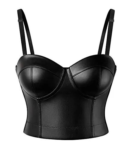 SLIMBELLE® Women’s Faux Leather Bustier Steampunk Corset Boned Crop Top Bra with Straps PU Wet Look Fashionable Party Clubwear Chic Black Sexy Shaper Vest Carnival Costume steampunk buy now online