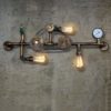 101cm Steampunk Three Heads Vintage Industrial Water Pipes Wall Lights Sconce Restaurant Dining Room Kitchen Bar Cafe Staircase Wrought Iron Gear Chain Antique Wall Lamp Bronze steampunk buy now online