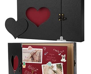 Firbon Album Scrapbook A4 with Gift Box Personalized DIY Memory Book Vintage Love Heart Black Pages Wedding Gift Guest Book(Black) steampunk buy now online