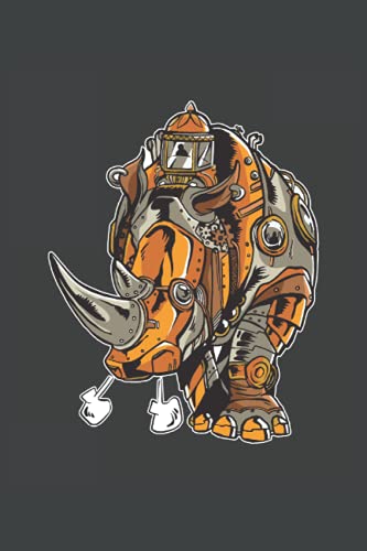 STEAMPUNK RHINO: Notebook | Lined | 120 Pages | Size 6 x 9 Inches (15,24 x 22,86 cm) | Notebook Journal Notepad |Steampunk Notebook steampunk buy now online