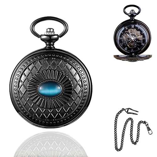 Sapphire Retro Mechanical Pocket Watch Manual Winding Roman Numeral FOB Watch steampunk buy now online