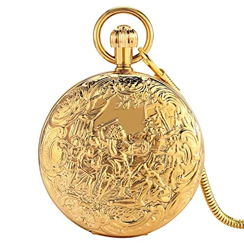 GANFANREN Double Open Cover Automatic Mechanical Pocket Watch Arabic Numerals Watch Face Pendant Gift Man steampunk buy now online