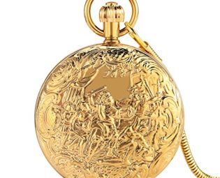 GANFANREN Double Open Cover Automatic Mechanical Pocket Watch Arabic Numerals Watch Face Pendant Gift Man steampunk buy now online