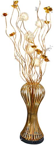 Floor Lamp Modern Classical Aluminum Wire Weave Gold Lotus Flower Vase Shape Three-Color Dimming Led Standing Lamp 1.5M with Foot Switch for Living Room Bedroom Office Beautiful Decor steampunk buy now online