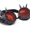 Ultra Black with Red Lenses Spike Steampunk Goggles Cyber Glasses Victorian Mens Womens Cosplay Goth Round Steam Punk CyberPilot Goggles Punk Rave Glasses Welding Goggles Flying Aviation Goggles steampunk buy now online