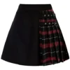SCARLET DARKNESS Plaided Patchwork Skirt Women Steampunk Elastic Waist Pleated A-Line M Dark Red+Black 93A21-01 steampunk buy now online SCARLET DARKNESS Plaided Patchwork Skirt Women Steampunk Elastic Waist Pleated A-Line M Dark Red+Black 93A21-01 steampunk buy now online