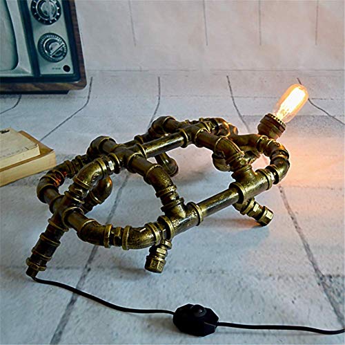 Table Lamp, Desk Lamp Study Office Industrial Retro Steampunk Lighting Living Room Bedroom Creative Bedside Lamp DIY Rustic Copper Wrought Iron Water Pipe Tortoise Table Lamp steampunk buy now online