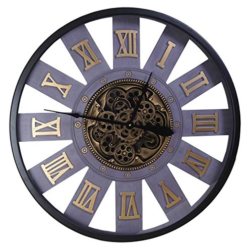 WOERD Moving Gear Wall Clock Large Mute Roman Numerals European Style Industrial Style Decoration Vintage Steampunk for Living Room Dining Room Office Home Decor Oversized 31.5x31.5x3.7inch steampunk buy now online