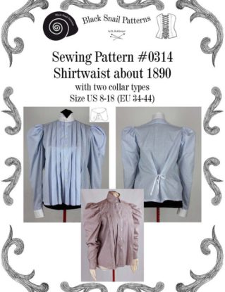 Edwardian Shirtwaist about 1890 with two collar types Sewing Pattern #0314 Size US 8-30 (EU 8-56) PDF Download by BlackSnailPatterns steampunk buy now online