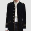 Men's Black Velvet Jacket Black Military Style With Yellow piping,Men's Gothic fashion coat by JUdesignsGB steampunk buy now online