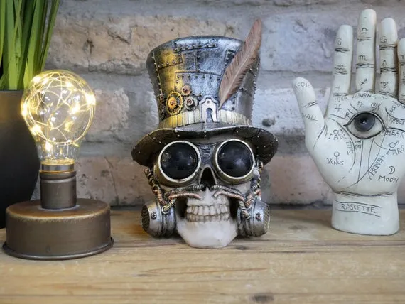 Steampunk Skull Ornament Skeleton Shelf Desk Table Home Decor Gift by HomewareEmporiumCo steampunk buy now online