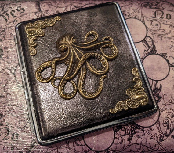 Vintage Styled Steampunk Kraken Faux Leather Cigarette Case by MadeAfterDark steampunk buy now online