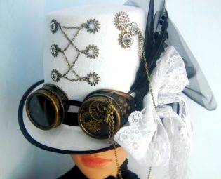 White Mens Top Hat,Gentleman Hat Goethe Noble Steampunk Hat,Festival Party Vintage Party Hat,Masquerade Accessories by mostalk steampunk buy now online