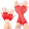 Fishnet Gloves 2 Pairs Long and Short Fishnet Fingerless Gloves Stretchy Mesh Retro Gloves Women 80s Party Gloves Stretchy Fingerless Gloves for Dance Disco Costume Parties Supplies (Red) steampunk buy now online