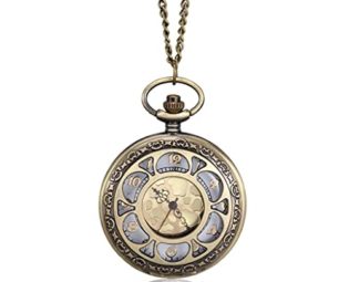 BJH Pocket watch 1pc Men Women Quartz Pocket Watch Floral Petal Carved Case With Chain Clock steampunk buy now online