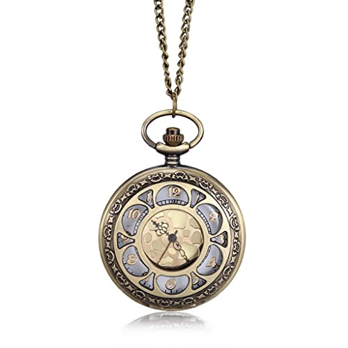 BJH Pocket watch 1pc Men Women Quartz Pocket Watch Floral Petal Carved Case With Chain Clock steampunk buy now online