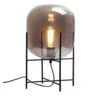 Desk Lamp E27 Light Study Office Modern Simple Living Room Bedroom Reading Lamp Smoke Gray Glass Shade Black Wrought Iron Winter Melon Table Lamp with Button Switch steampunk buy now online