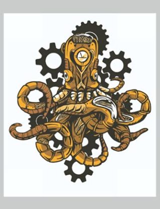 STEAMPUNK OCTOPUS: Notebook | Lined | 120 Pages | Size 6 x 9 Inches (15,24 x 22,86 cm) | Notebook Journal Notepad |Steampunk Notebook steampunk buy now online