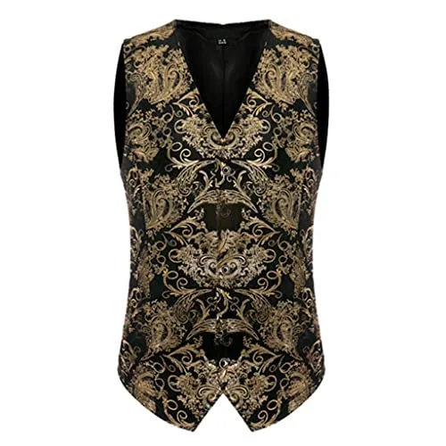 Hbao Printed Steampunk Vest Men Prom Suit Vest Men Vest Wedding Formal Dress Vest Men (Color : A, Size : XL Code) steampunk buy now online