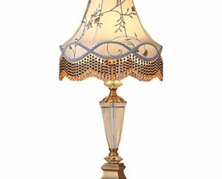 Desk Lamp High-End Luxury Bedroom Warm Bedside Lamp Handmade Light Blue Fabric Shade with Pendant Decoration K9 Crystal Body Zinc Alloy Base Table Lamp with Button Switch E27 Socket steampunk buy now online