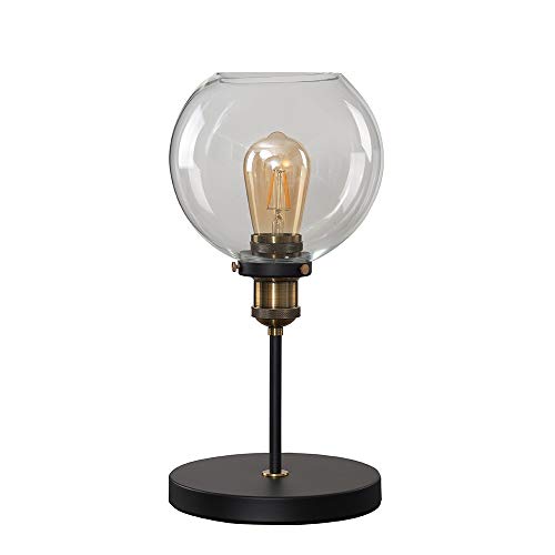 Industrial Steampunk Style Black and Gold Table Lamp with a Clear Glass Globe Shade - Complete with a 4w LED Filament Bulb [2700K Warm White] steampunk buy now online