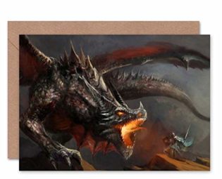 DRAGON FIRE KNIGHT FIGHT BLANK GREETINGS BIRTHDAY CARD ART steampunk buy now online