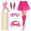 80s Fancy Party Costume Accessories Set,Adult Tutu Leg Warmers Fishnet Pink Gloves Neon Necklaces Bead 80s Lace Bow Headband Lighting Earrings Sunglasses,1980s Fancy Dress Girls Women Night Out Party steampunk buy now online