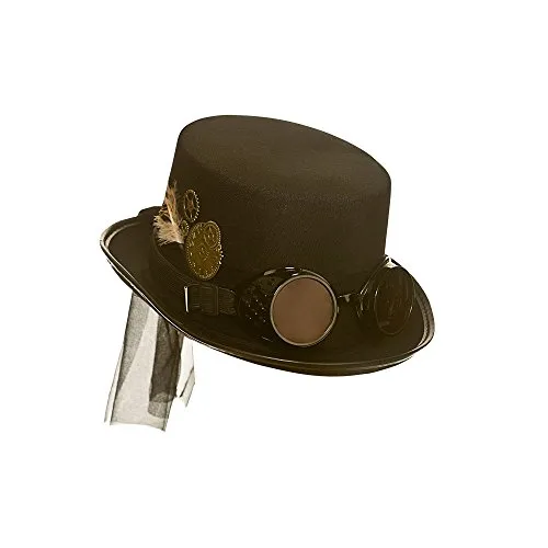 Wicked Costumes Adult Unisex Black Steampunk Hat with Goggles steampunk buy now online