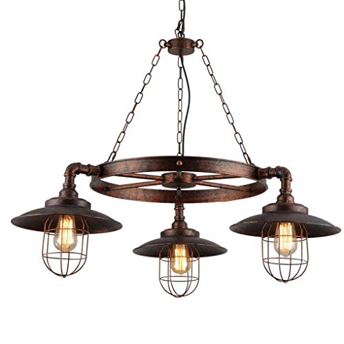 Light Lamp 3 Lights Chandelier Loft Bar Chandelier Retro Iron Round Cage Water Pipe Hanging Lamp Industrial Steampunk Ming Chandelier Living Room Dining Room Bedroom Study Ceiling Lighting E27 steampunk buy now online