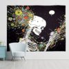Yordawn Skull Tapestry Wall Art Wall Tapestry Meditation Skeleton and Fantastic Flowers Pattern Tapestry for Bedroom Aesthetic Wall Hanging Decoration Living Room Kitchen Bedroom Decor 150x200CM steampunk buy now online