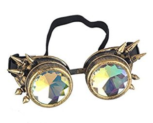 ZAIQUN Kaleidoscope Glasses Rivet Steampunk Windproof Mirror Vintage Gothic Rave Rainbow Crystal Lenses Steampunk Goggles steampunk buy now online