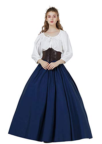 BEAUTELICATE Women's Renaissance Skirt Long Cotton Skirt LARP Gorgeous Peasant Gypsy Victorian Medieval Pirate Costume Full Circle steampunk buy now online